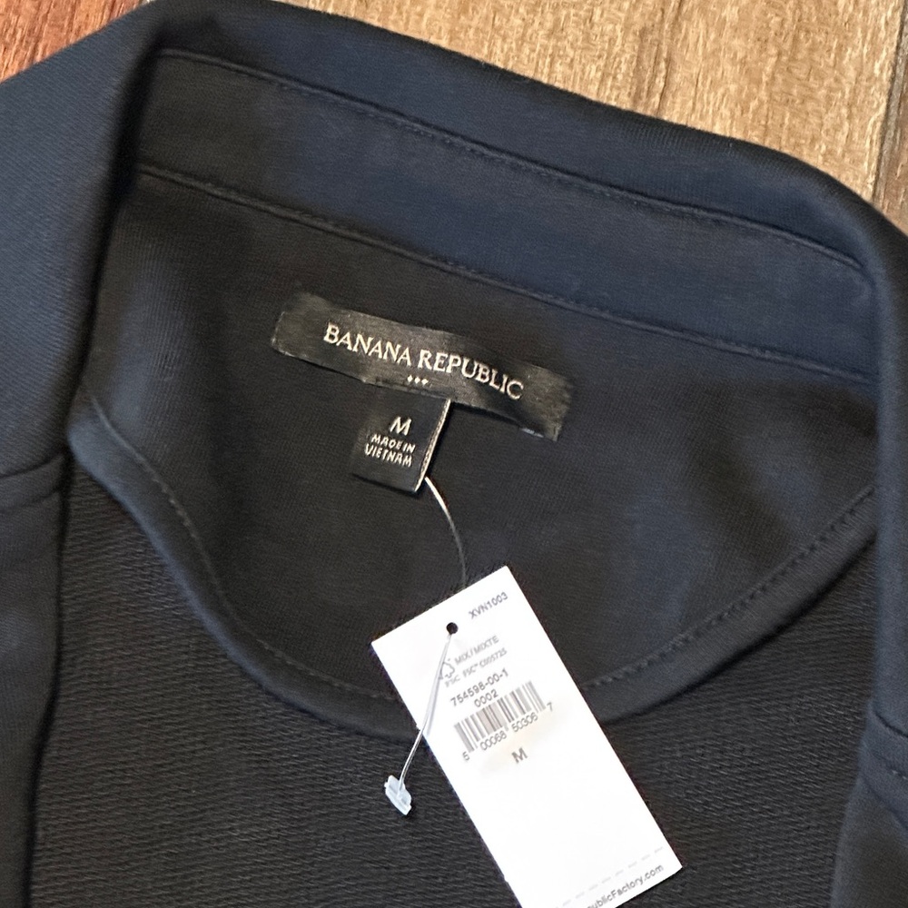 Banana Republic Black Knit Blazer Jacket Women’s‎ Medium NWT Cotton Blend Crop - Picture 2 of 7